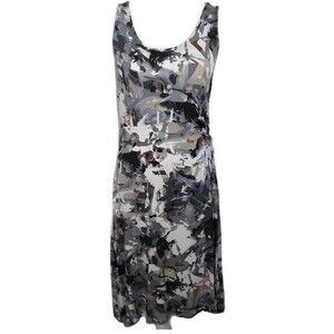 Daisy Fuentes NWT Gray & Black Abstract Watercolor Tank Dress, Size M (8-10)